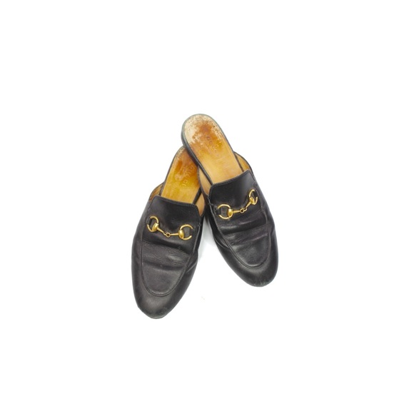 Gucci Shoes - GUCCI Princetown Leather Horsebit Loafers Mules